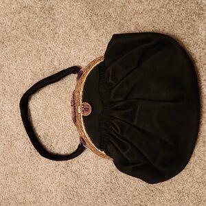 Beautiful Vintage Amethyst Jeweled Potasua purse.  Made in France